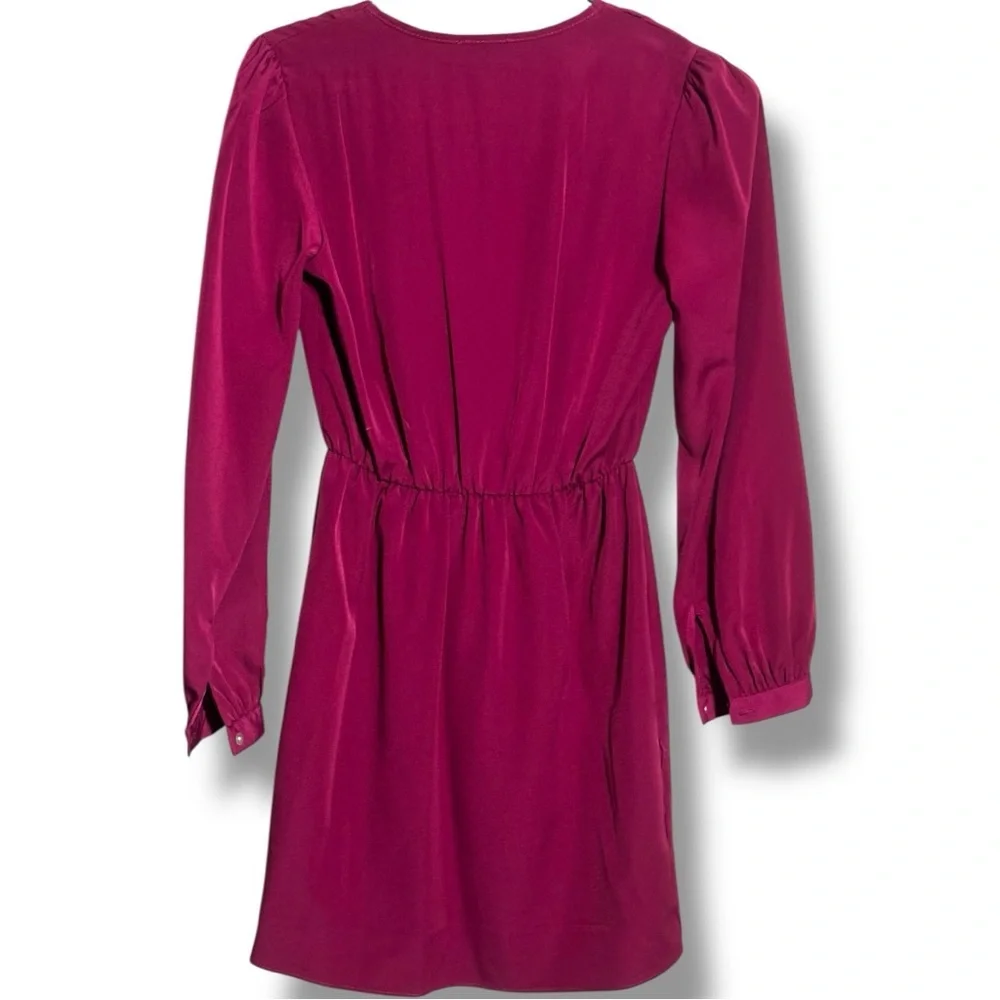 Brigitte Bailey Burgundy Wrap Front Long Sleeve V-neck Chic Mini Dress